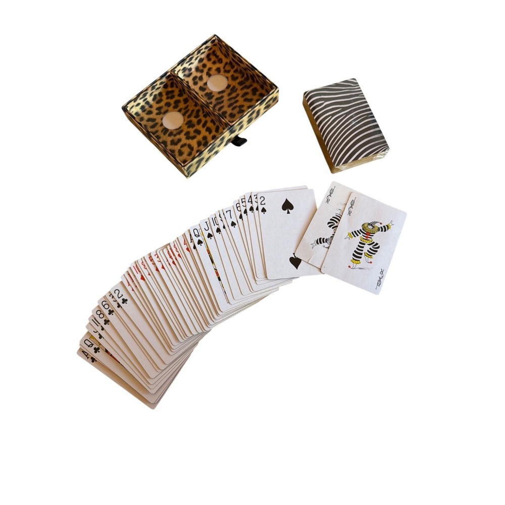Chicos Leopard & Zebra Print Playing Cards In Decorative Box